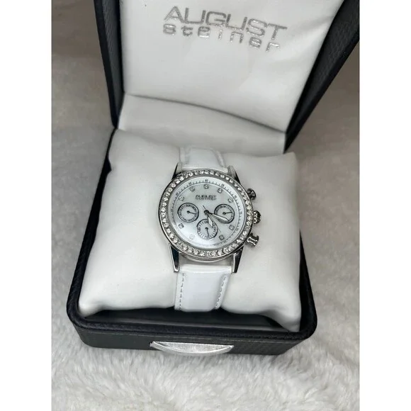 August Steiner White & Silver Women’s Watch NEW with box